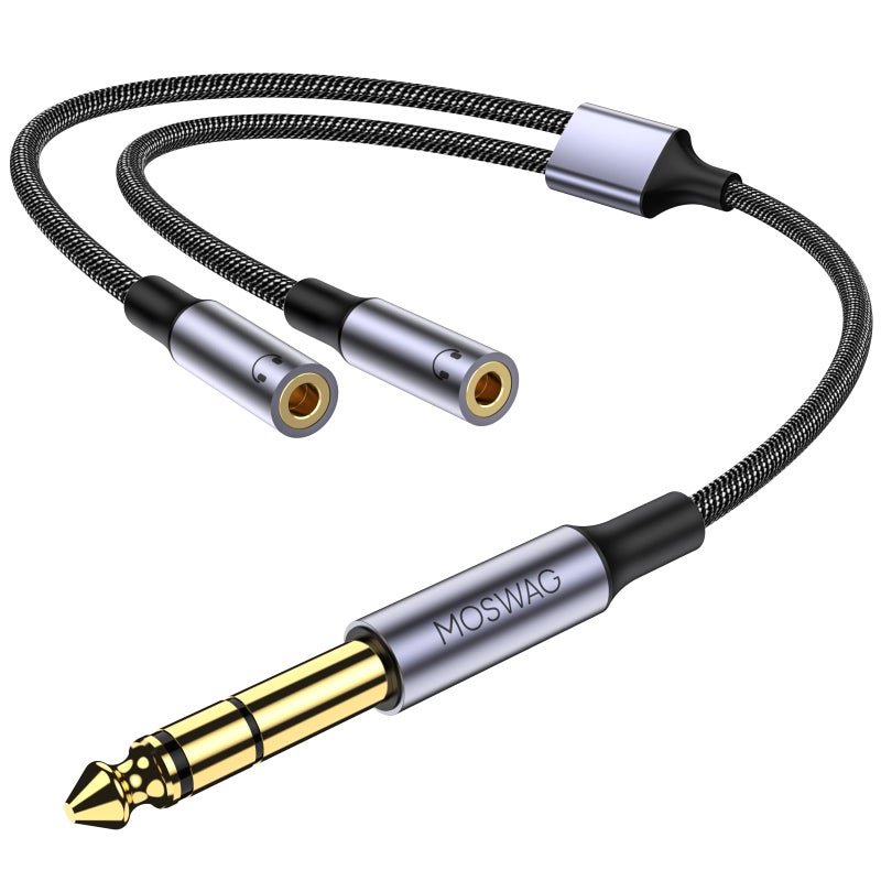 MOSWAG 14 inch TRS to Dual 18 Female Y Cable 635mm to Dual 35mm Female Y Splitter Cable 14 Inch to Dual 18 Inch Headphone Adapter Compatible Headphones etc - Image 2