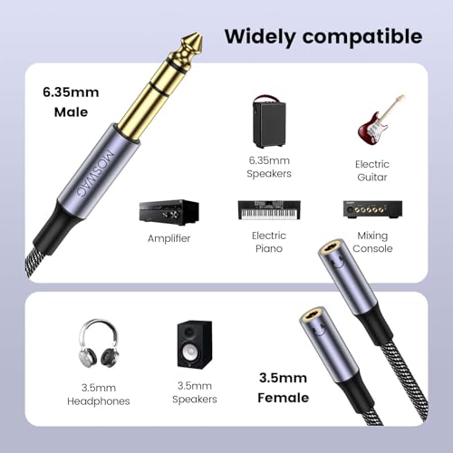 MOSWAG 14 inch TRS to Dual 18 Female Y Cable 635mm to Dual 35mm Female Y Splitter Cable 14 Inch to Dual 18 Inch Headphone Adapter Compatible Headphones etc - Image 3