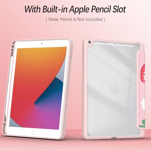 Xkladz Case for iPad 9th / 8th / 7th Generation (2021/2020/2019) 10.2 inch, Case with Pencil Holder, Stand Clear Back Cover Cute Cool Design for Women Girls, Auto Sleep/Wake, Strawberry - Image 3