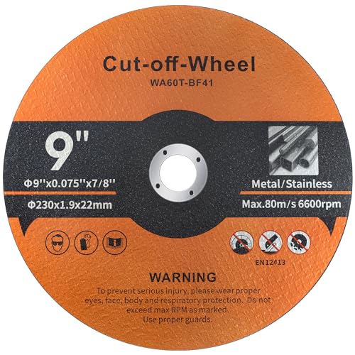 Shawya 10 Pack Cut Off Wheels 9 Inch Cutting Wheel 9” x 0.075” x 7/8”Metal and Stainless Steel Cutting Disc Fit for Angle Grinder Aggressive Cutting disc for General Purpose Metal Cutting - Image 1