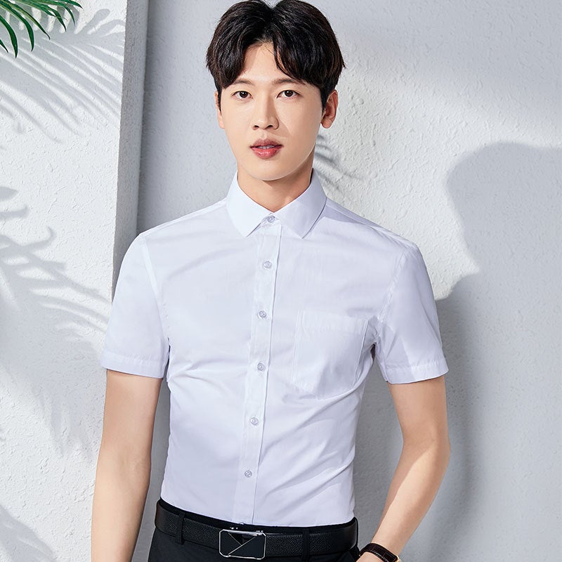 This duty formal dress mens and womens formal dress show white shirt short sleeve sales work clothes professional shirt womens summer shirt embroidered LOGO white female  - Image 2