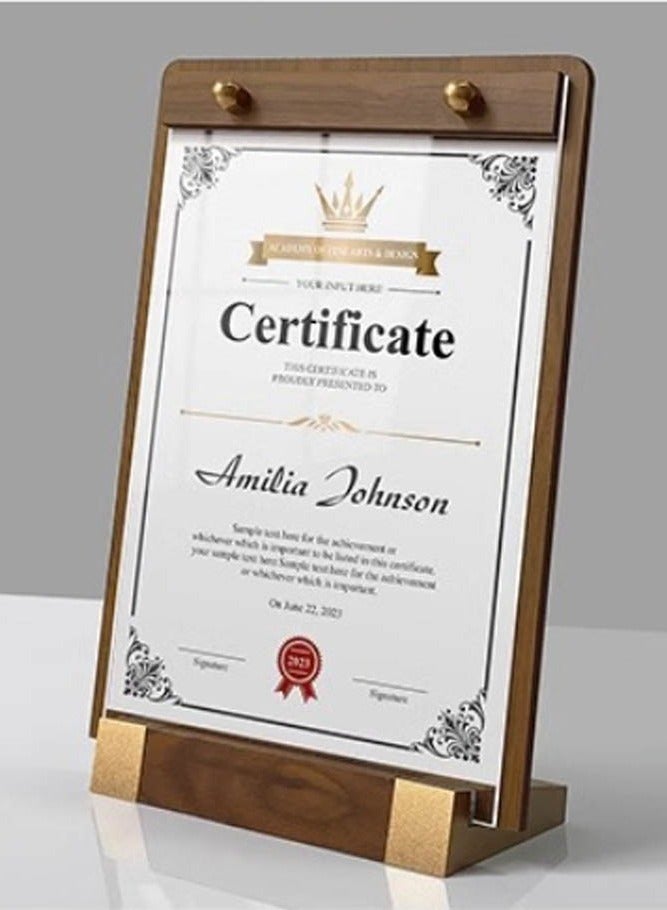 INSENSE A4 solid wood acrylic certificate frame, A4 size photo frame, decoration of honor certificate and patent certificate frames - Image 2