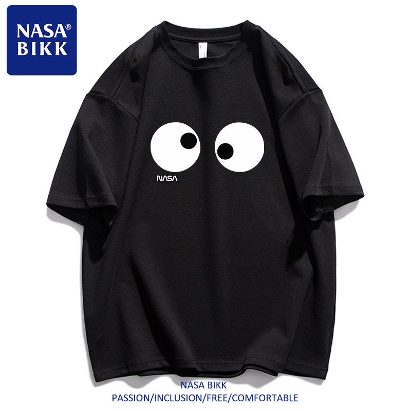 Trendy brand T-shirt pure cotton ins summer American print male and female couple versatile trendy round neck loose half-sleeved short-sleeved - Image 1