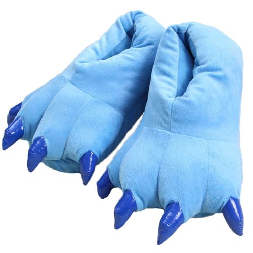 acdiac Unisex Soft Monster Claw Slippers Fun Dino Slippers Animal Paw Shoes For Men Women Boy Girl With Home Halloween Party Cosply Costume Footwear (S, blue) - Image 1