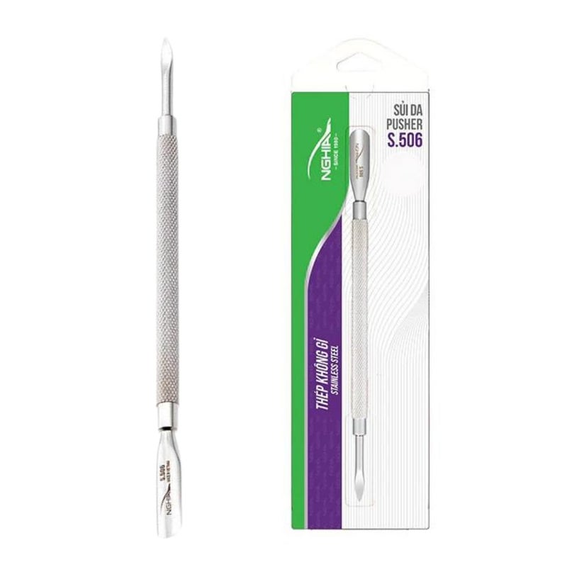 NGHIA Pusher - S-506 (Stainless Steel) | Double–Ended Nail Cleaner and Spoon Pusher | Premium Quality for Nail Care | Ergonomic Design | Suitable for Professional & Home Use