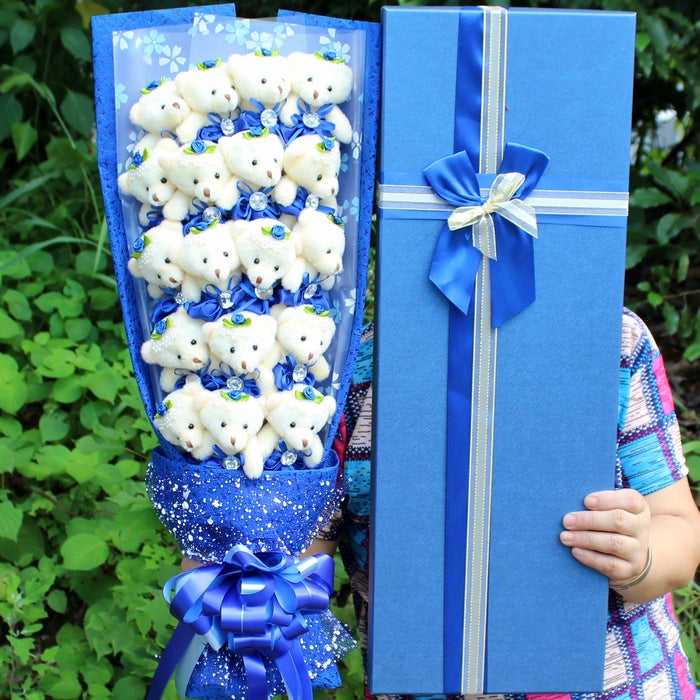 Teddy Bear Bouquet Gift Box for Special Occasions 18 Drill Bear Blue 
