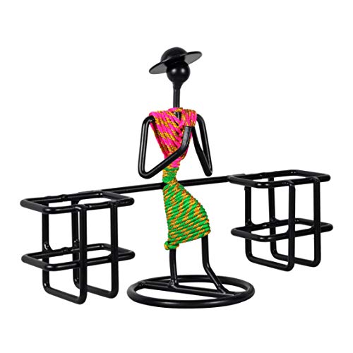 D&V ENGINEERING - Creative in innovation D&V Engineering Metal Welcome Gesture Lady Design Remote Holder | Namaste Remote Stand & Organizer for TV, AC, STB, DTH Remotes | Living Room Décor Showpiece | Holds 2 Remotes (Pink & Green) - Image 4