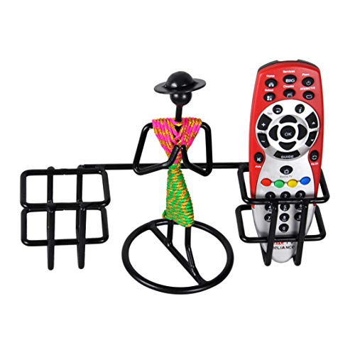 D&V ENGINEERING - Creative in innovation D&V Engineering Metal Welcome Gesture Lady Design Remote Holder | Namaste Remote Stand & Organizer for TV, AC, STB, DTH Remotes | Living Room Décor Showpiece | Holds 2 Remotes (Pink & Green) - Image 3