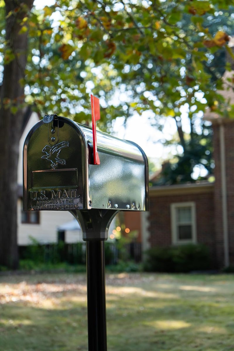 ARCHITECTURAL MAILBOXES Coolidge Galvanized Steel Mailbox Post, Compatibility Code F, 7511B-10, Black - Image 1