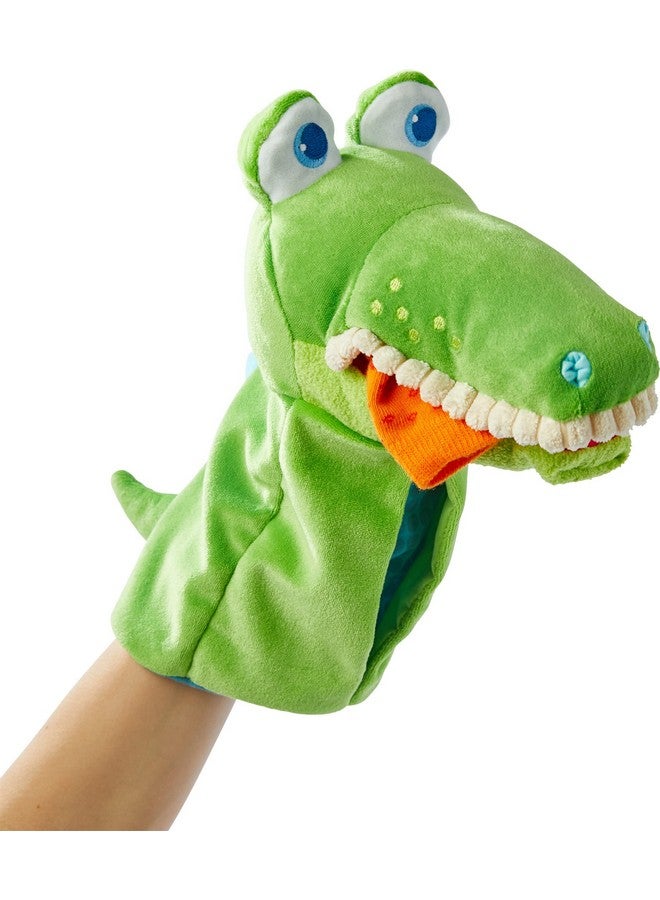 HABA Hand Puppet - Eat it Up Croco Interactive Puppet Show Toy with Belly Bag for Storytelling, Toddler Activities, Speech Therapy Toys and Pretend Play for 18 Months and up - Image 2