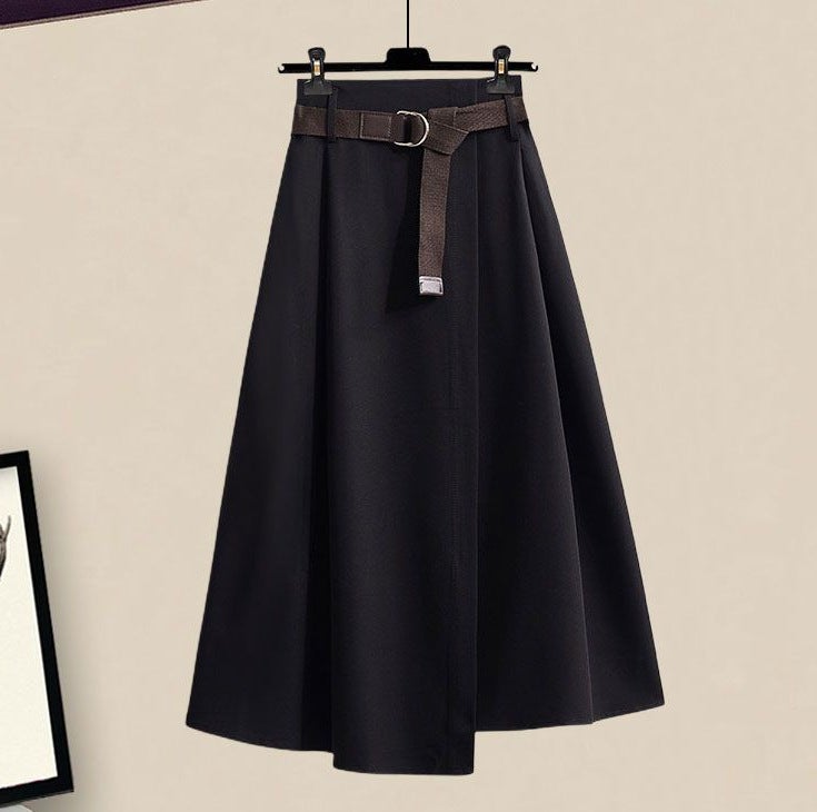 Navy collar retro Japanese lazy style sweater autumn 2022 short top with skirt two-piece set Ginger Top - Image 5