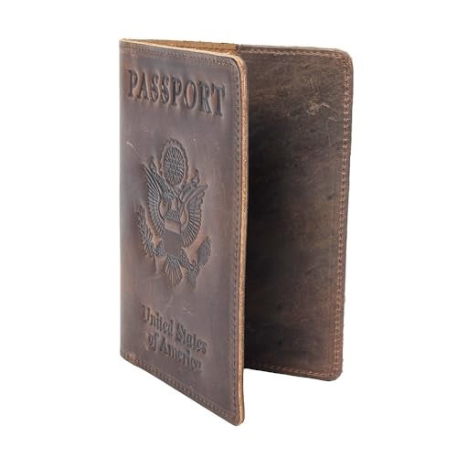 AGBIADD RFID Blocking Passport Holder Travel Wallet - Genuine Crazy Horse Leather for Men(Coffee) - Image 2