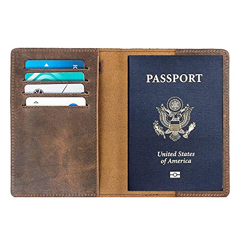 AGBIADD RFID Blocking Passport Holder Travel Wallet - Genuine Crazy Horse Leather for Men(Coffee) - Image 3
