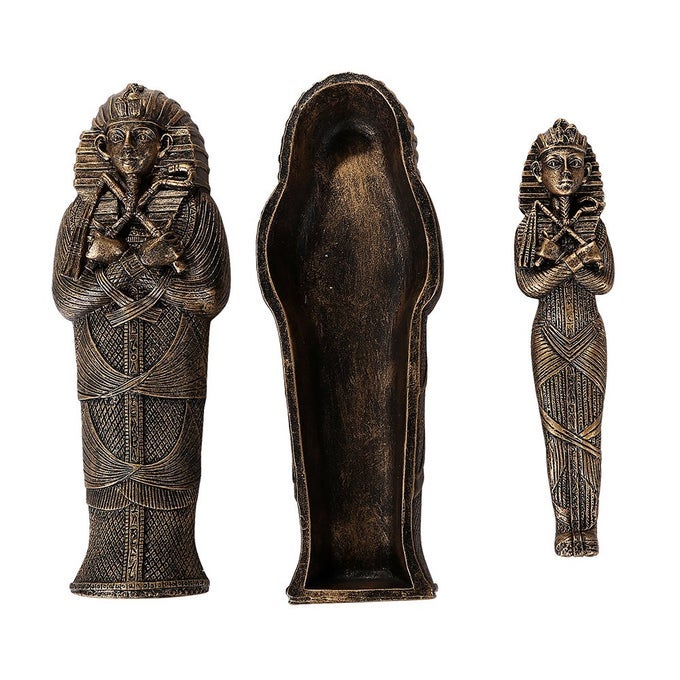 ANCIENT EGYPTIAN ARTIFACT COLLECTIBLE KING TUT SARCOPHAGUS COFFIN WMUMMY INSERT FIGURINE 55 INCH L