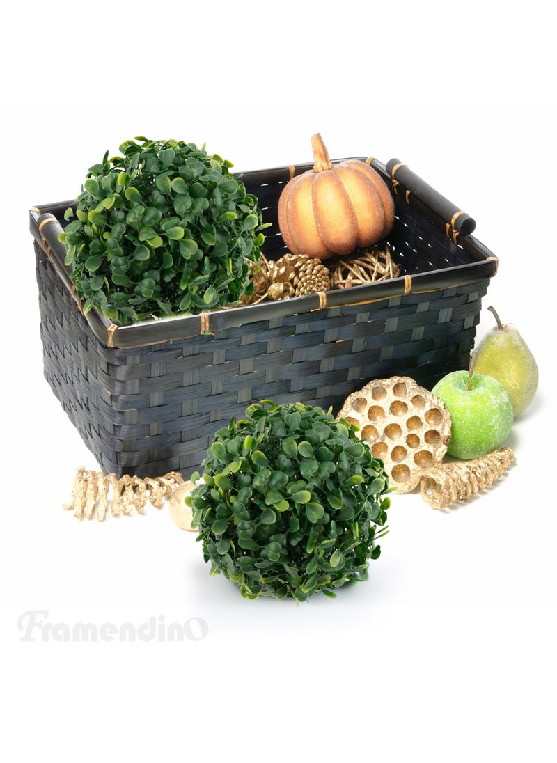 Framendino Framendino  4 Pack 6 Inch Artificial Plant Topiary Ball Faux Boxwood Green Round Hanging Balls for Home Decor  - Image 5