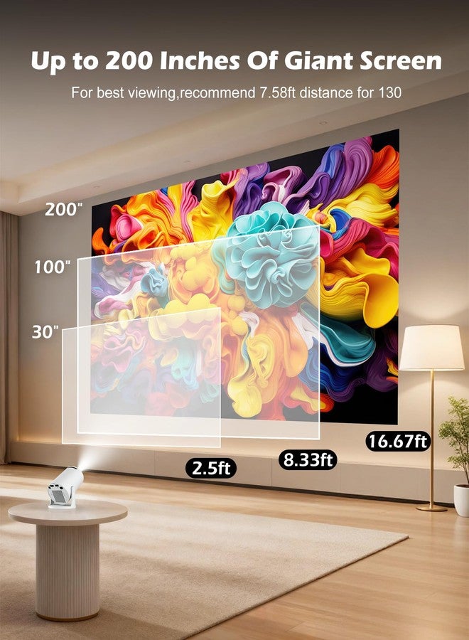 WellSonic Mini Projector Support 4K, 200 Ansi Outdoor & Home Movie Portable Projector with Wifi6 and 5.0 Bluetooth, Automatic Keystone Correction, 180°Rotatable, Compatible with HDMI USB PC Laptop - Image 4