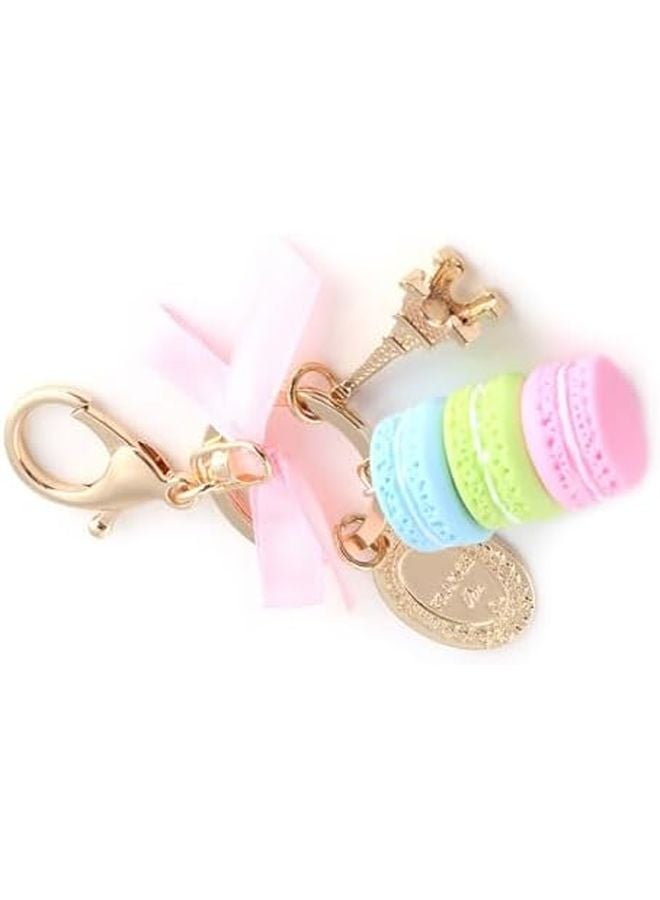 Blue Macaroon Bag Pendant Cute Alloy Eiffel Tower Keychain Keyring Car Charm - Image 5