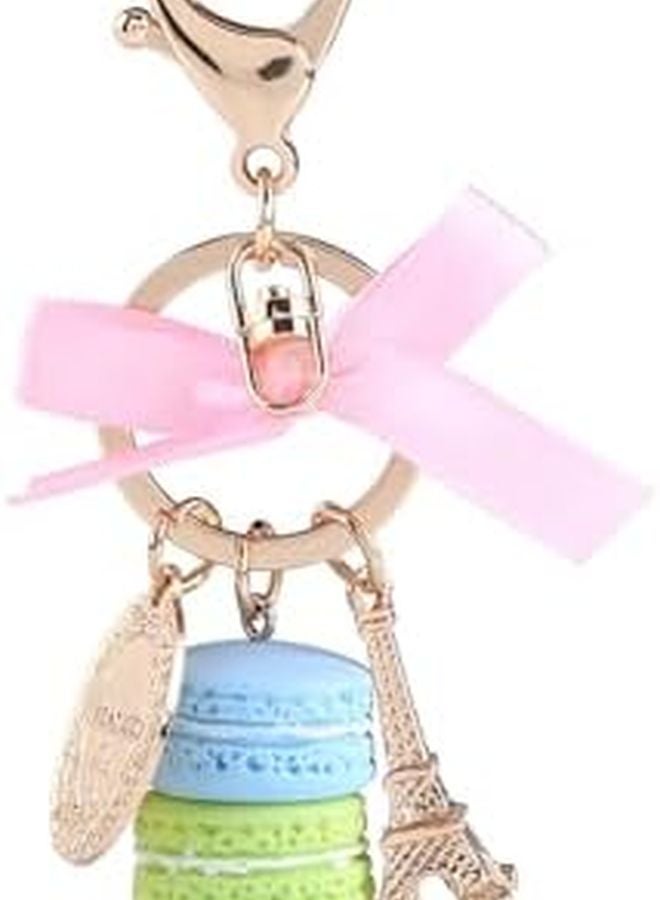 Blue Macaroon Bag Pendant Cute Alloy Eiffel Tower Keychain Keyring Car Charm - Image 1