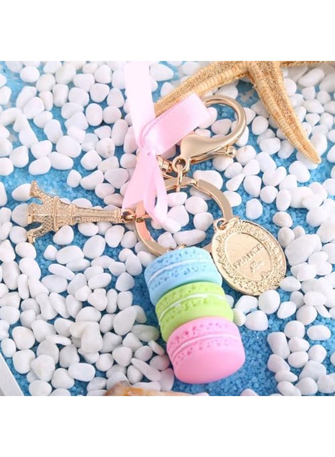 Blue Macaroon Bag Pendant Cute Alloy Eiffel Tower Keychain Keyring Car Charm - Image 3