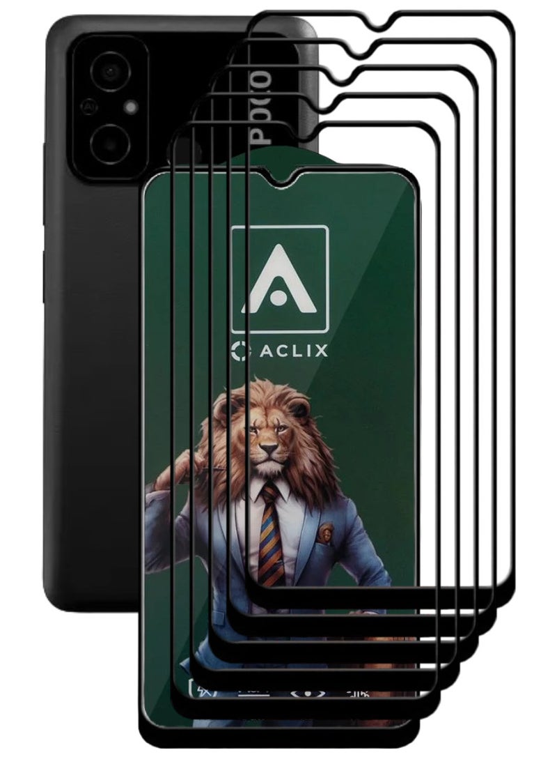 ACLIX 5 Pieces Antistatic ESD Dustproof Premium Quality High Definition Tempered Glass Screen Protector Designed For Xiaomi Poco C55 - Image 1