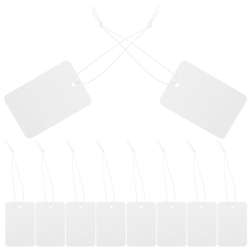 White Hanging Jewelry Tags 100pcs 4x6cm Paper Price Labels with Strings - Image 2