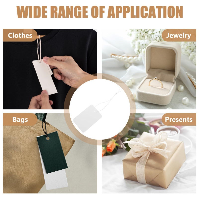 White Hanging Jewelry Tags 100pcs 4x6cm Paper Price Labels with Strings - Image 4