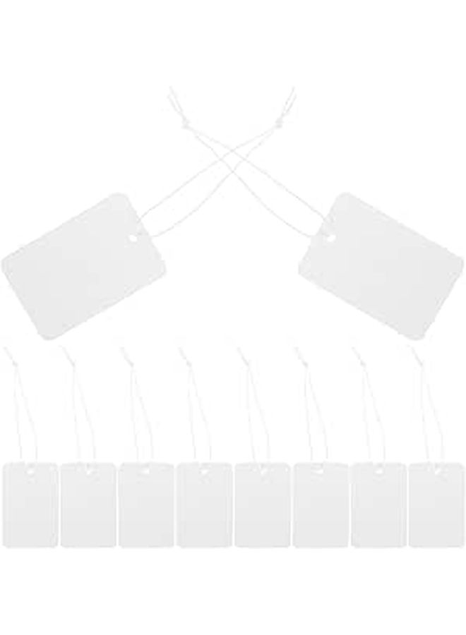White Hanging Jewelry Tags 100pcs 4x6cm Paper Price Labels with Strings - Image 1