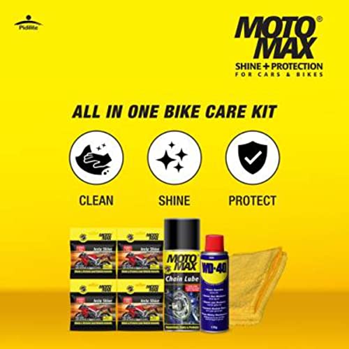 Motomax Bike Care Kit with Microfiber Cloth - Clean, Protects and Shines Interiors/Exterior of Bike, Motorcyles : Includes Chain Lubricant, Instashine, WD 40 and Microfibre Cloth Combo - Image 4