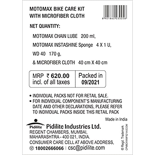 Motomax Bike Care Kit with Microfiber Cloth - Clean, Protects and Shines Interiors/Exterior of Bike, Motorcyles : Includes Chain Lubricant, Instashine, WD 40 and Microfibre Cloth Combo - Image 2