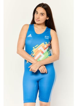 Adidas Women Sportswear Fit Wrestling  Sleeveless Singlet, Blue  - Image 1