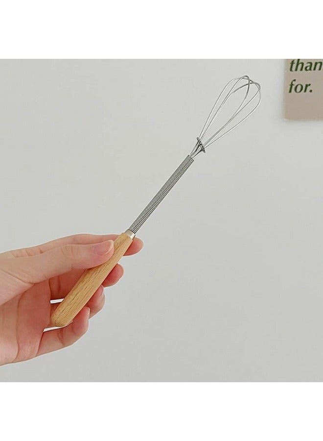 Mini Whisk Stainless Steel Wire Small Whisk Egg Whisk Cooking Frother Egg Beater Tiny Whisk with Wood Handle 20cm for Whisking, Beating, Blending Ingredients, Mixing Sauces Pack of 2 - Image 5