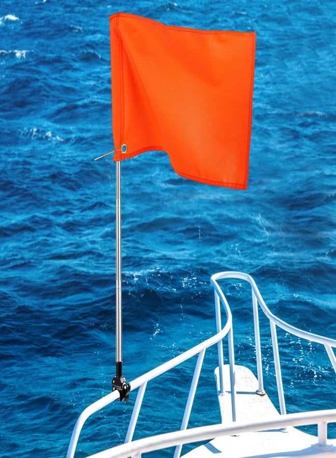 Bigmeta Orange Boat Flag- 64 Inch Adjustable Boat Safety Flag Water Ski Flag with Stable Holder & Flag Pole Durable Boating Safety Flag Skier Down Flag for Swimmers Surfer Safety Equipment - Image 1
