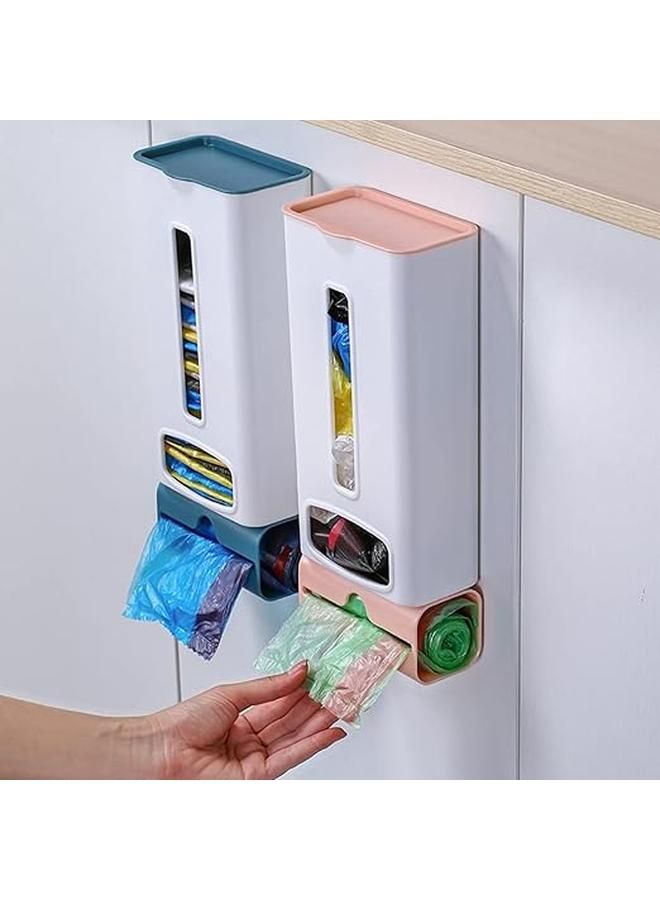 Tote Bag Dispenser Plastic Self Adhesive Wall Mounted Garbage Storage Bin Easy Access Holes Easy to Install Inside or Closet Dark Blue - Image 4