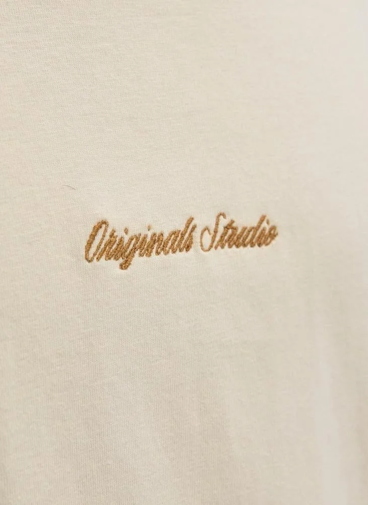 JACK & JONES Antique White Original Studio Regular Fit T-Shirt for Men | Best Price UAE