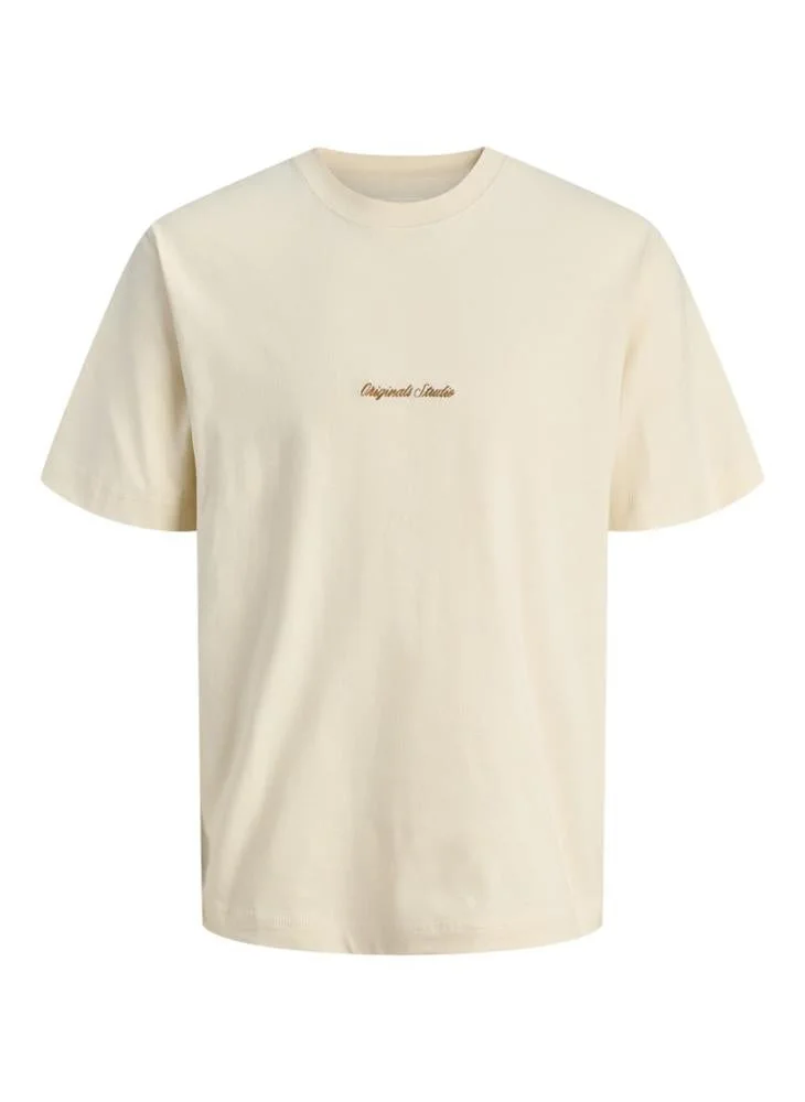 JACK & JONES Antique White Original Studio Regular Fit T-Shirt for Men | Best Price UAE
