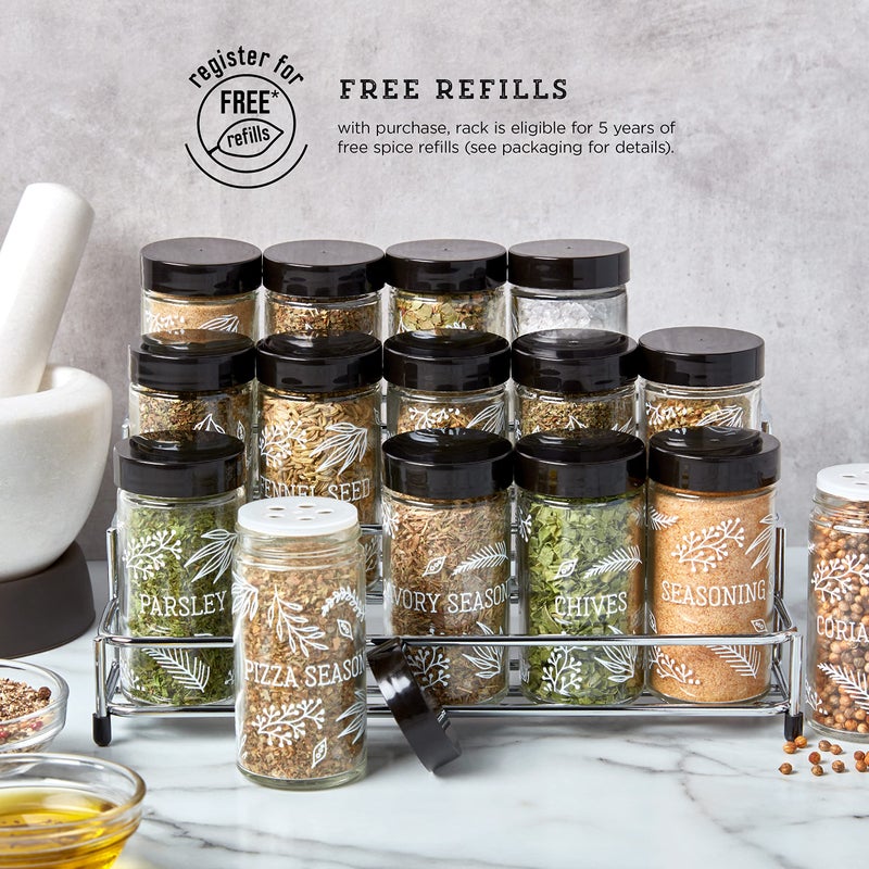 Kamenstein 15 Jar Lincoln Countertop Spice Rack With Spices Included  Free Spice Refills For 5 Years  Chrome With Black Caps   9.5 X 5.8 X 9 - Image 5
