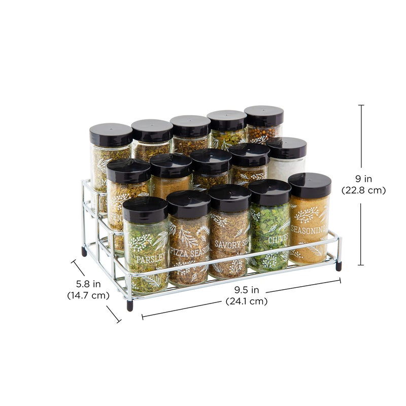 Kamenstein 15 Jar Lincoln Countertop Spice Rack With Spices Included  Free Spice Refills For 5 Years  Chrome With Black Caps   9.5 X 5.8 X 9 - Image 4