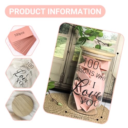 CLUSIVC Love Memory Jar with Note Cards,Anniversary Couples Gifts for Boyfriend Girlfriend Husband Wife Reasons Why I Love You Because Jar for Anniversary Engagement Bridal Wedding Registry-Pink - Image 2