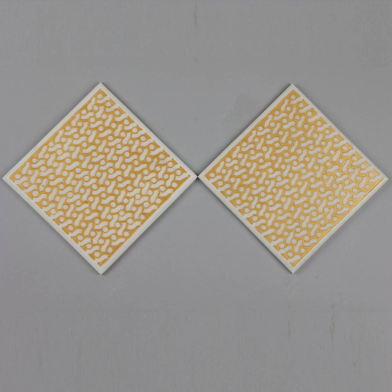 Stone Essential White Marble Festive Trivet and Hot Plate for Kitchen Office Decoration and Gift Set of 2 - Image 5