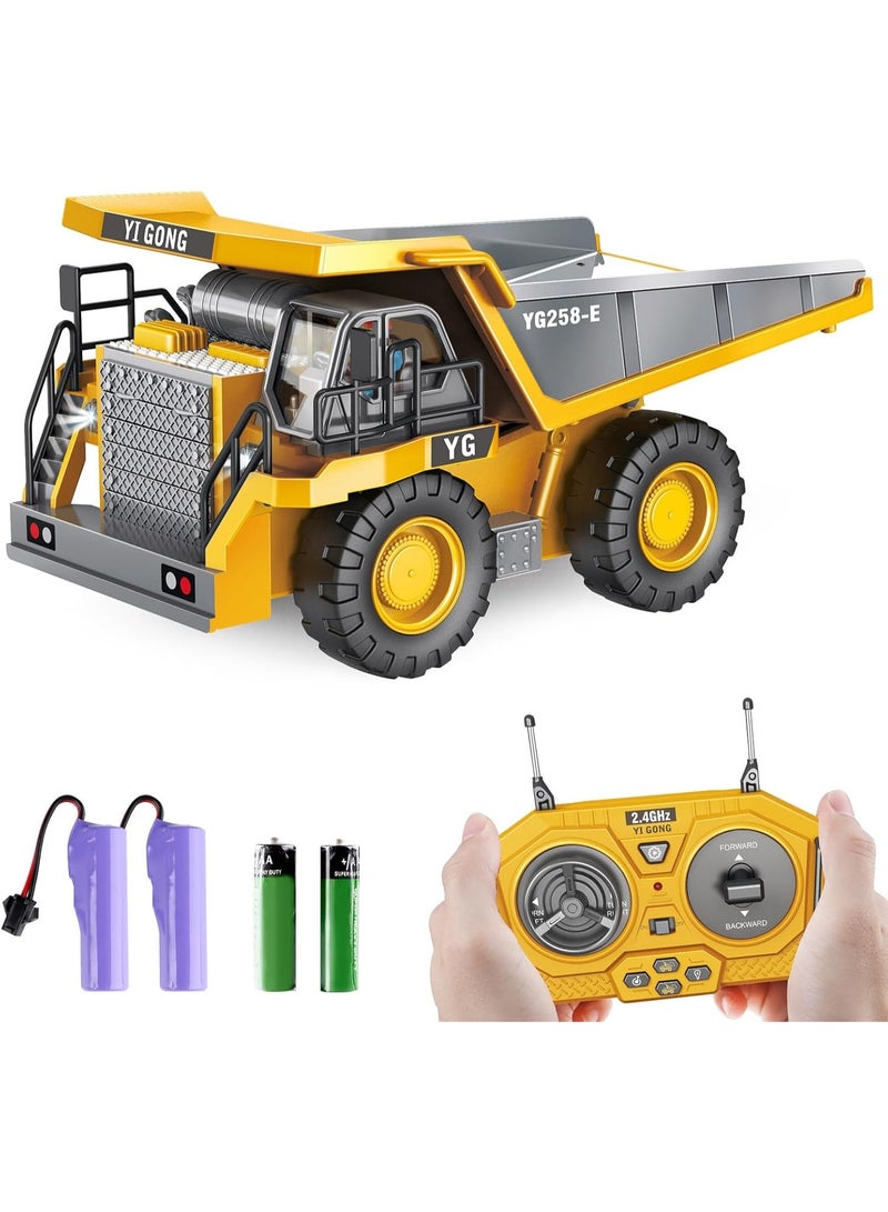 Bukela Remote Control Dump Truck Toys for Boys 4-7,Construction Rc car with Metal Bed Lights/Sounds for Kids Age 8-12 Year Old,Ideal for Boys Age 3+ - Image 1