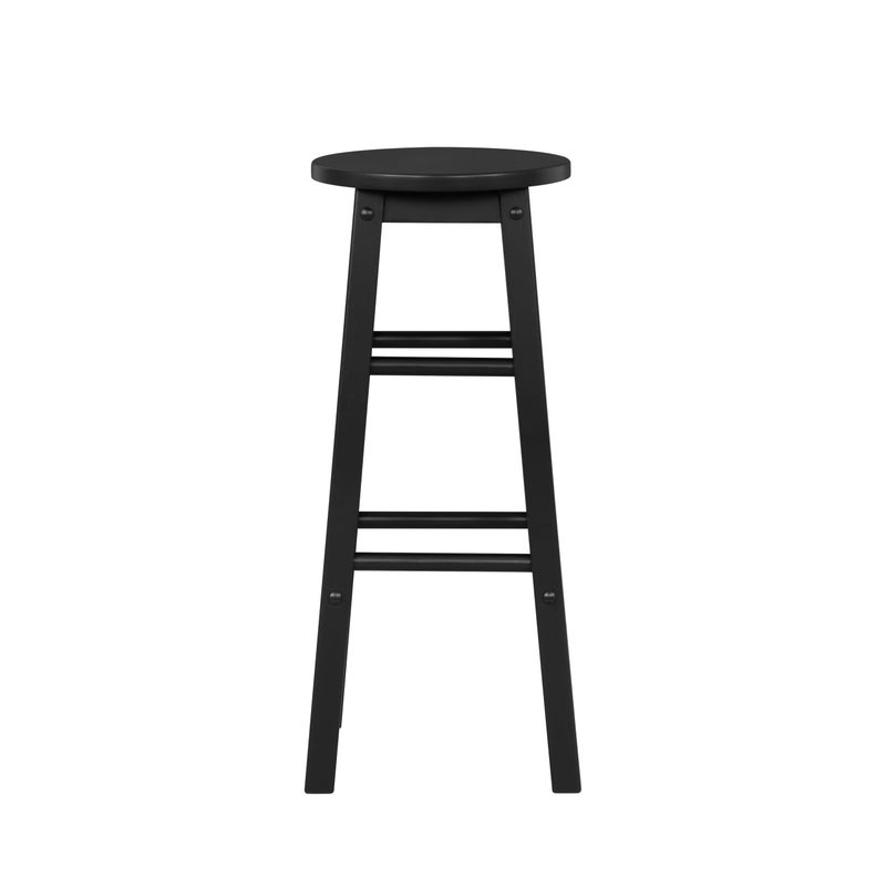 Linon Zeke Black Solid Wood Backless Round Barstool with 29 inch Seat Height - Image 3