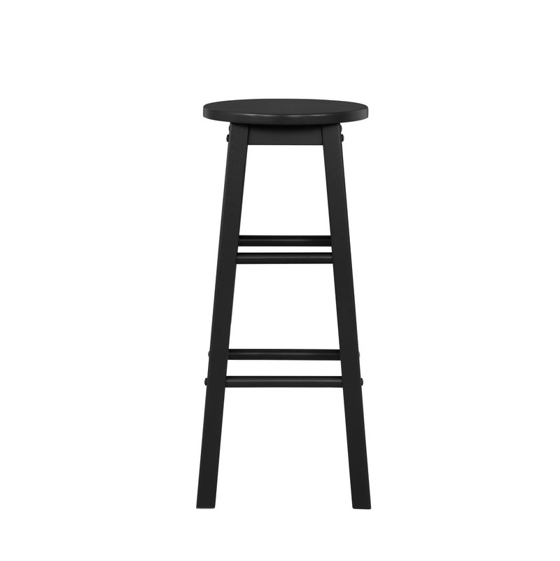 Linon Zeke Black Solid Wood Backless Round Barstool with 29 inch Seat Height - Image 4