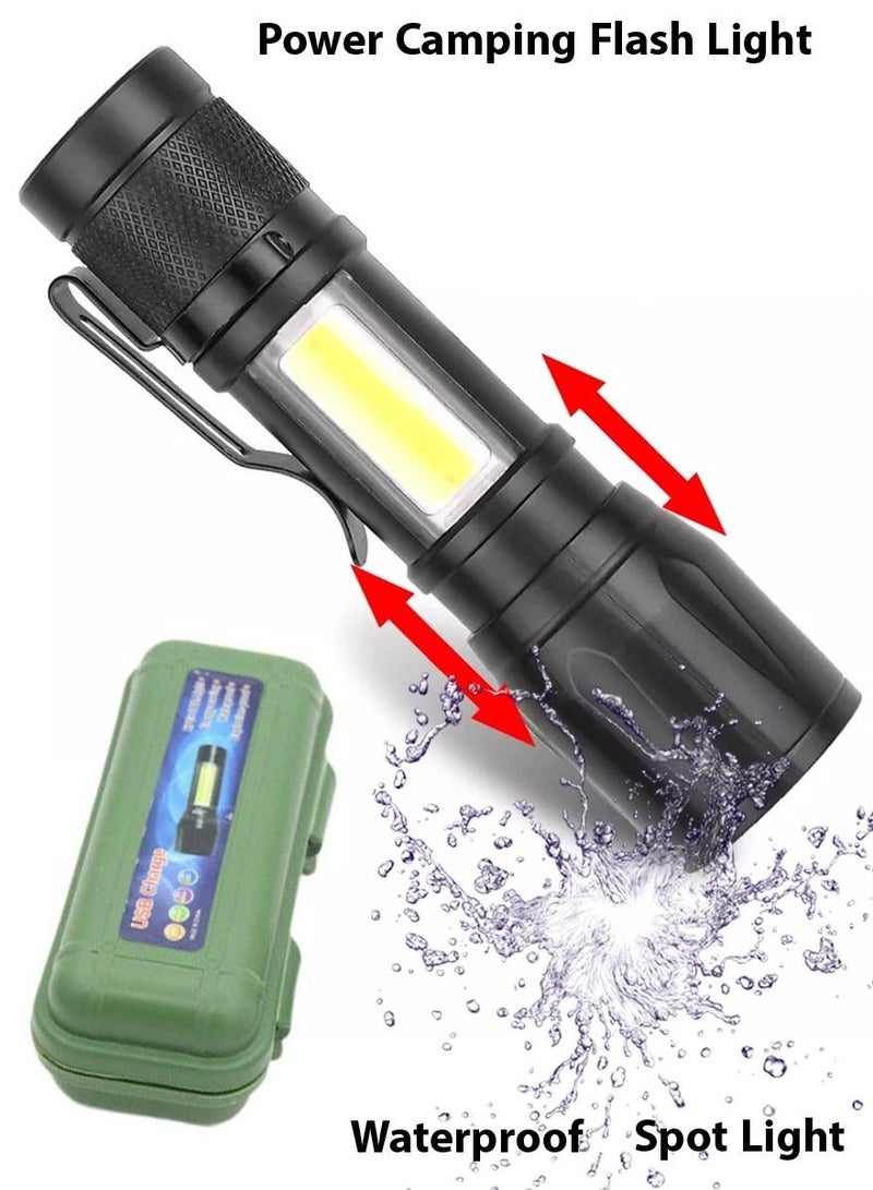 مصباح يدوي مقاوم للماء قابل لإعادة الشحن مع خطاف  ، مصباح يدوي متعدد الوظائف للتخييم مع إضاءة عالية الطاقة فائقة السطوع زوومابل كشاف تلسكوبي 3 أوضاع لجميع البيئة - Image 3
