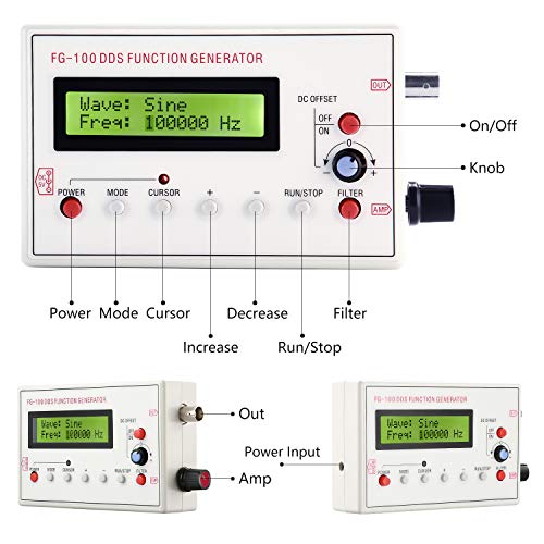 Seesii 1HZ-500KHZ DDS Functional Signal Generator, Seesii DDS Function Low Frequency Signal Generator Sine/Triangle/Square/Sawtooth Waveform - Image 5