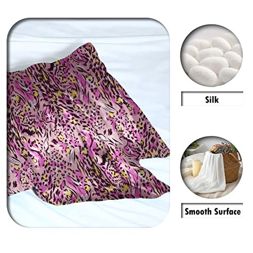 Suatien Mulberry Silk Pillowcase for Hair and Skin Standard Size Leopard Print Silk Pillow Cases with Zipper Soft Breathable Smooth Cooling Silk Pillow Covers for Sleeping (Pink Paint,20"X 26",1Pcs) - Image 2