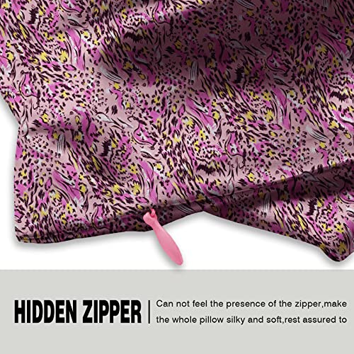 Suatien Mulberry Silk Pillowcase for Hair and Skin Standard Size Leopard Print Silk Pillow Cases with Zipper Soft Breathable Smooth Cooling Silk Pillow Covers for Sleeping (Pink Paint,20"X 26",1Pcs) - Image 3