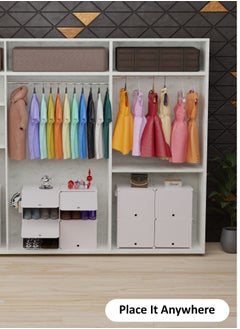 Lovstro Shoes Cabinet Racks for Closet and Entryway, Portable and Convertible with Doors, Shoe Rack, Strong Lightweight Thin Plastic, Wardrobe Organizer Storage Box for Clothes (White, 4 boxes)  - Image 3