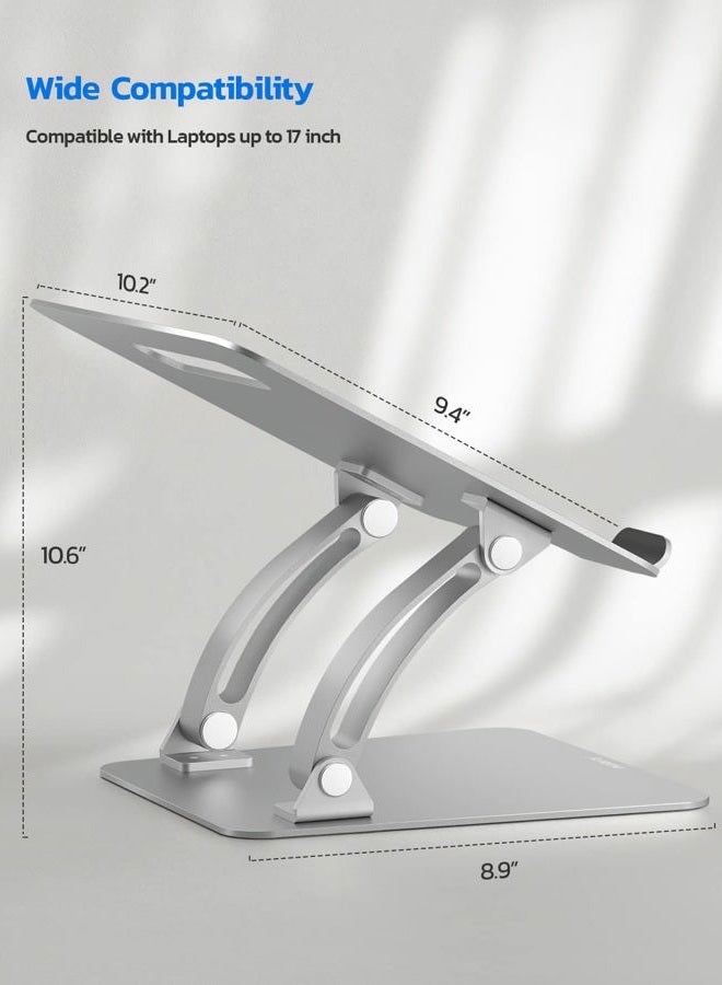 nulaxy Laptop Stand for Desk, Ergonomic Height Angle Adjustable Laptop Riser Holder with Heat-Vent Computer Stand Compatible with 10-17" Up to 22 Lbs Laptop Notebook Computer Silver - Image 3