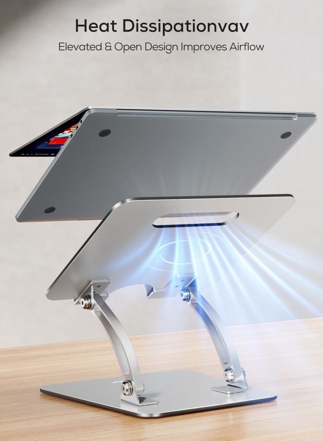 nulaxy Laptop Stand for Desk, Ergonomic Height Angle Adjustable Laptop Riser Holder with Heat-Vent Computer Stand Compatible with 10-17" Up to 22 Lbs Laptop Notebook Computer Silver - Image 5