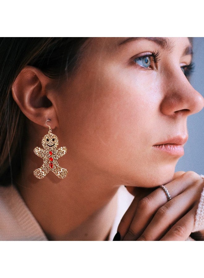 KCHIES Christmas Gingerbread Man Charm Dangle Drop Earrings Glitter Gold Acrylic Resin Fashion Statement Jewelry Holiday Xmas Party Dress Outfits Decor Accessories For Women - Image 4